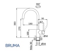MEDIDAS MONOMANDO COCINA BASIL BRUMA